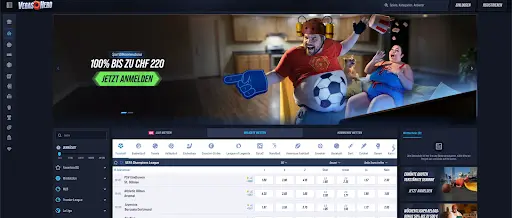 VegasHero Casino Sportbonus und Live-Wetten Übersicht VegasHero Startseite mit Sportbonus und Wettoptionen